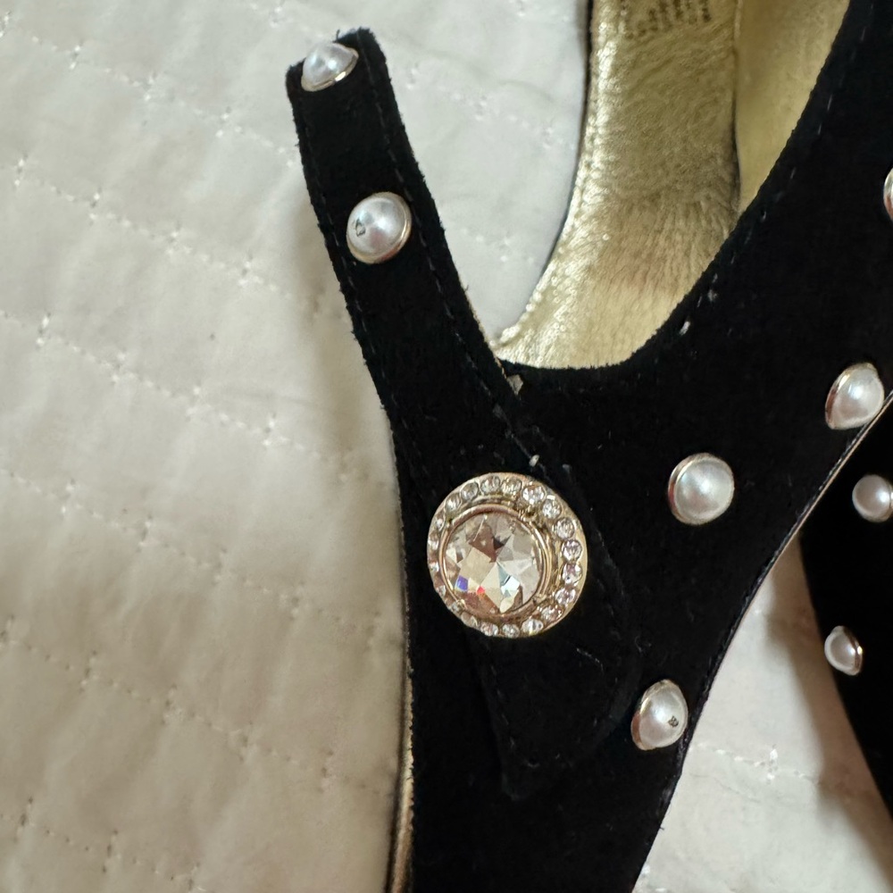Kate Spade Black Heels with Pearl Accents - Picture 2 of 4